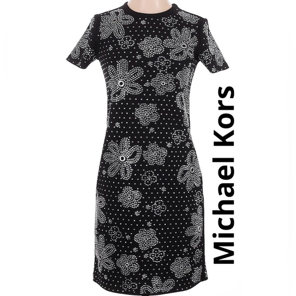 Michael Kors Floral Studded Scuba-Crepe Dress. Size XXS. Retail $350 New - Picture 1 of 6